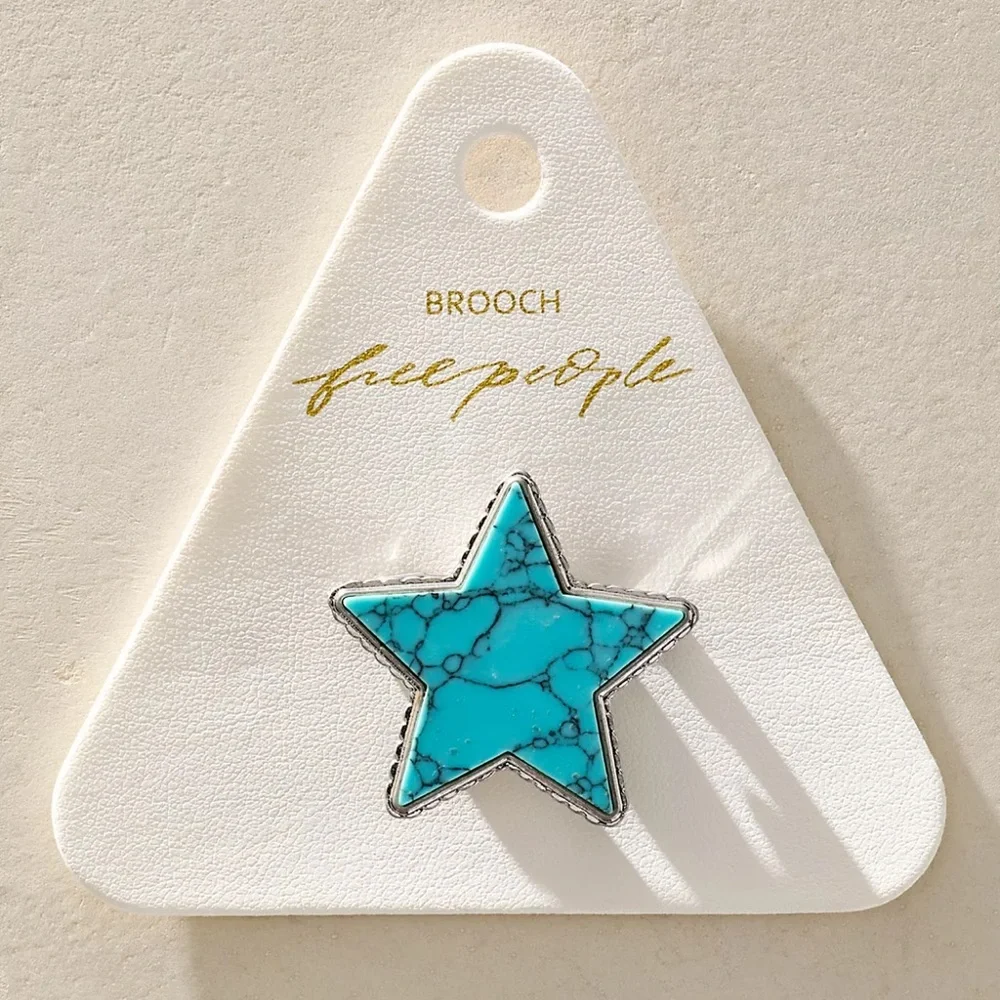 Free People High Roller Brooch in Blue Turquoise | NWT